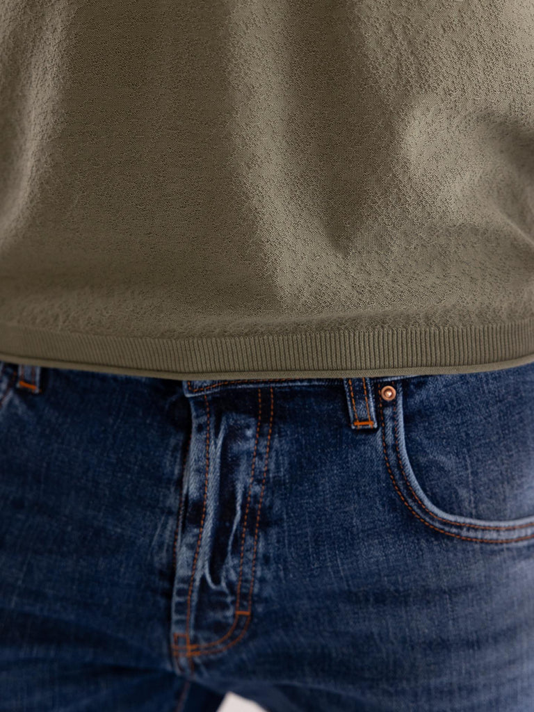 T-shirt uomo in filo lavorato kaki A023 F4005577 PAOLO PECORA 