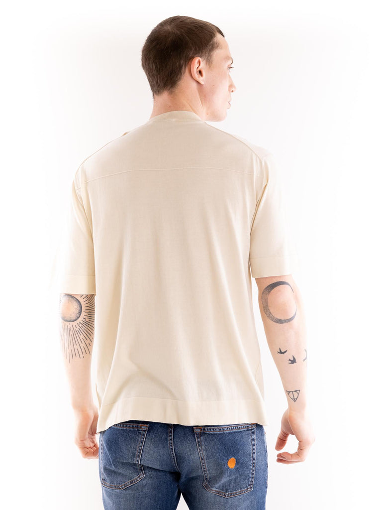 T-shirt over uomo girocollo in filo panna A012 F1001342 PAOLO PECORA 