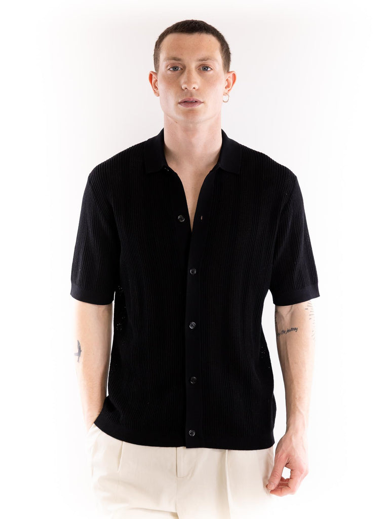 Camicia-maglia uomo  lavorata nera A042 F3009000 PAOLO PECORA 