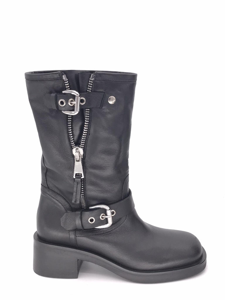 Bikers mezza altezza in pelle nera A5738 NERO STRATEGIA 