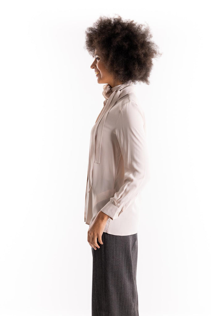 Camicia Cabiria in crêpe de Chine di misto seta perla 25231160712 PERLA MARELLA 