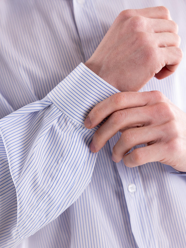Camicia uomo over a righe bianco-azzurro S5U606 BIANCO/AZZURRO THE EDITOR 