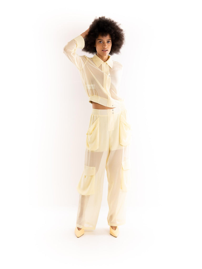 Camicetta leggera linea bomber Cin cin  in georgette gialla