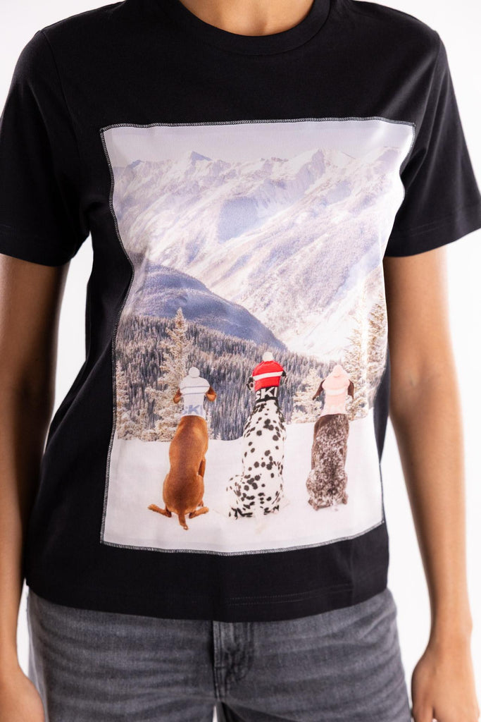 T-shirt in cotone nero con stampa mountain dog ORGA MOUNTAIN DOGNERO BASTILLE 