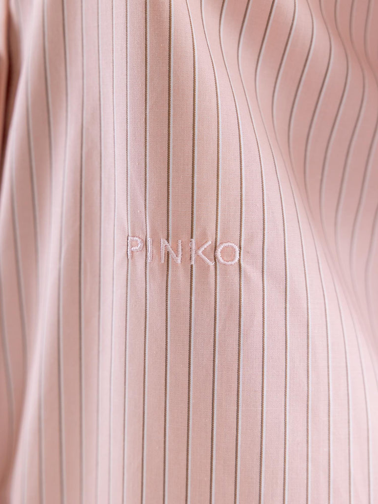 Camicia bowling Innuendo in cotone a righe verticali rosa-marrone 104779 A2FHNL1 PINKO 