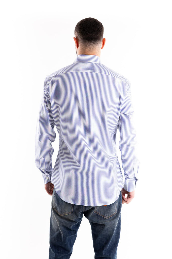 Camicia travel collo francese riga azzurra 98810 009BIANCO-AZZURRO XACUS 