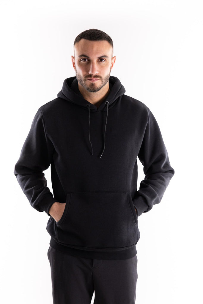 Felpa uomo in cotone nero con stampa HALFBALL sulla schiena HOODIE HALFBALLNERO BASTILLE 