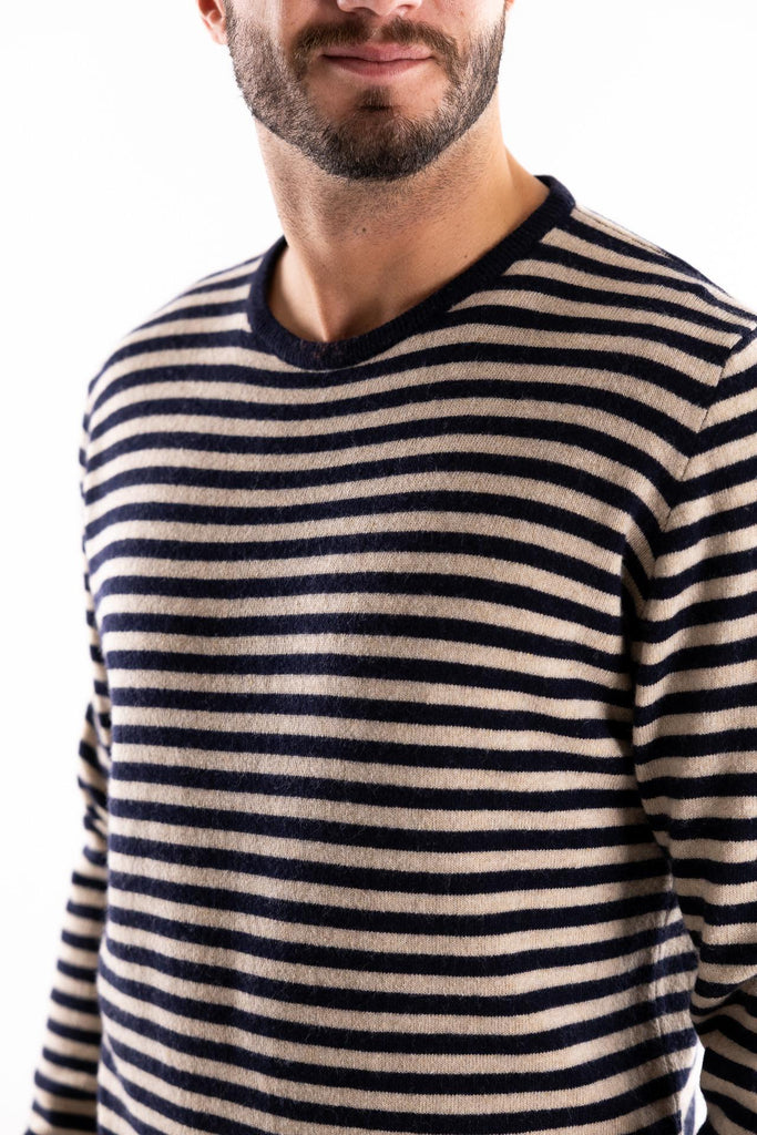 Maglia girocollo stripes panna-blu FW250161 PANNA-BLU IN THE BOX 