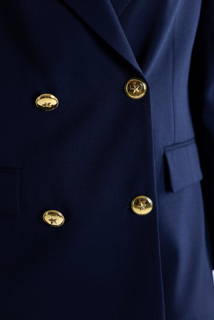 Giacca New guinea doppiopetto in lana blu con bottoni dorati 105617 A2SNBLU PINKO 