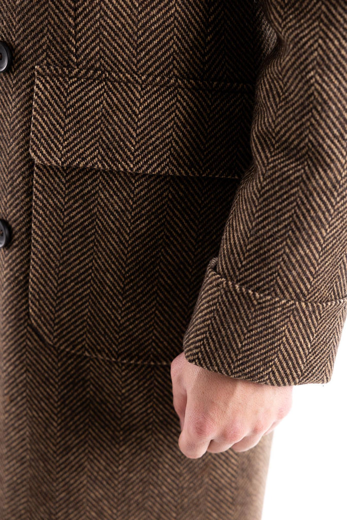 Cappotto doppio petto spina pesce marrone OF1F2W5K011 MARRONE OUTFIT 