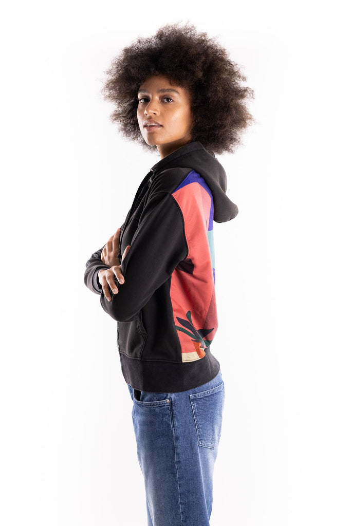 Felpa full zip con cappuccio nera TOCOW HFZ CASABLANCANERO TOOCO 
