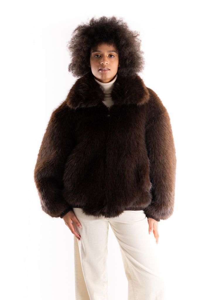 Bomber in eco-pelliccia moro 118A TESTA DI MORO ANY 