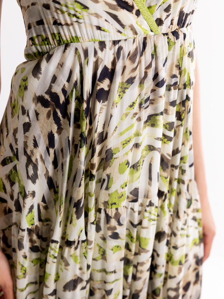 Abito lungo in fantasia astratta verde 4319019 MULTICOLOR PHO FIRENZE 