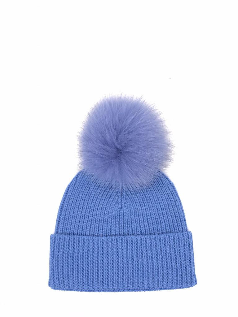 Berretto in maglia azzurro con pon pon F1 AZZURRO FRAME 