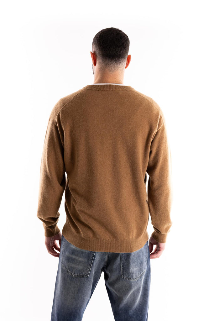 Maglia scollo v in lana color cammello W5U201 CAMMELLO THE EDITOR 