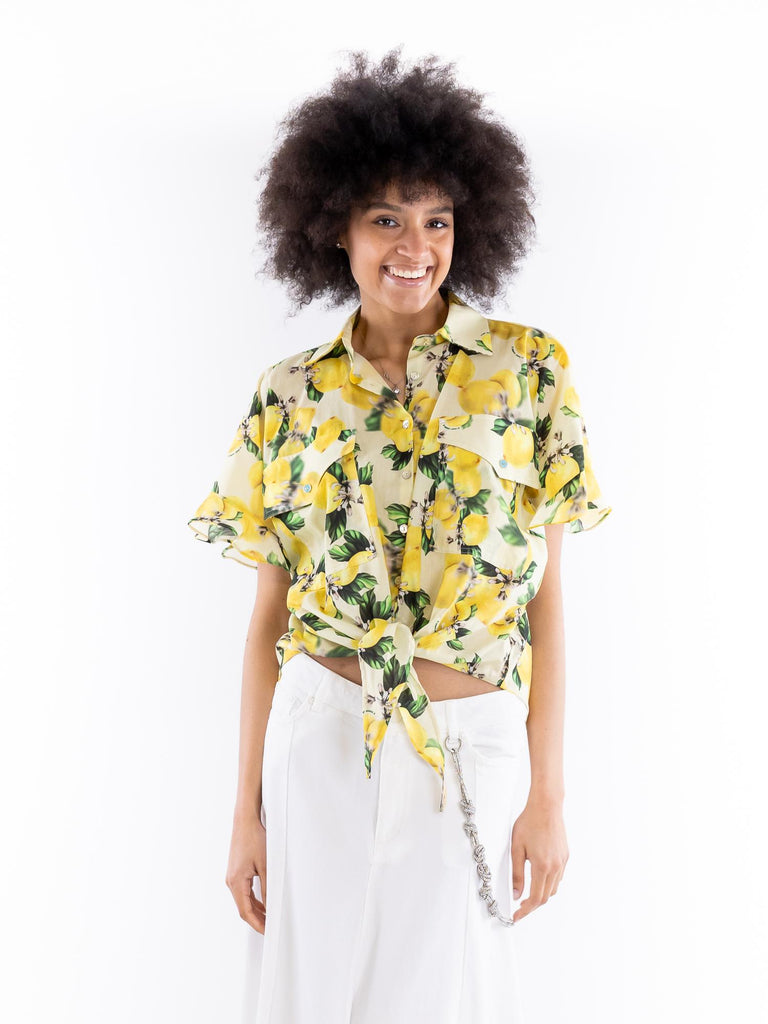 Camicia crop Amalia stampa lemon AMALIA 13GIALLO IL THE' DELLE 5 