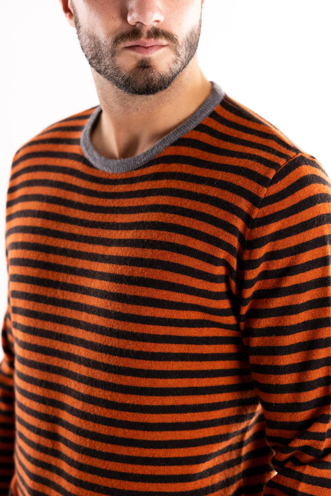 Maglia girocollo stripes marrone-arancio FW250161 ARANCIONE IN THE BOX 