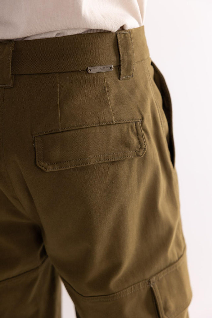 Pantalone cargo in tessuto verde marcio B071 VERDE MARCIO PAOLO PECORA 