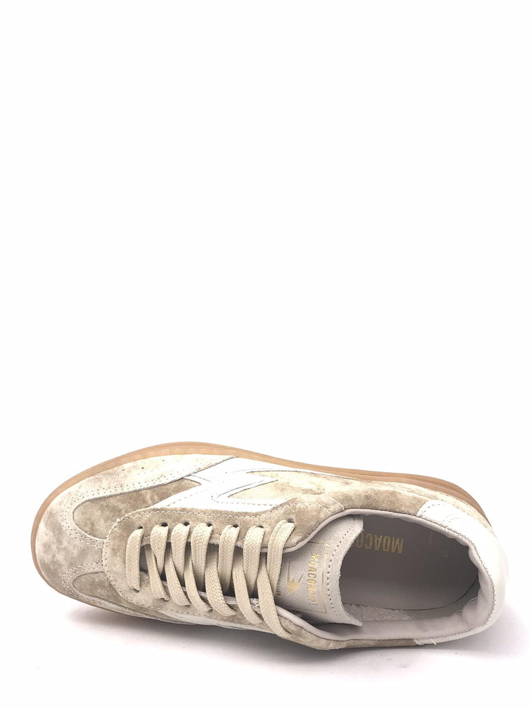 Sneakers donna retrò in crosta beige slavata CL064 BEIGE MOACONCEPT 