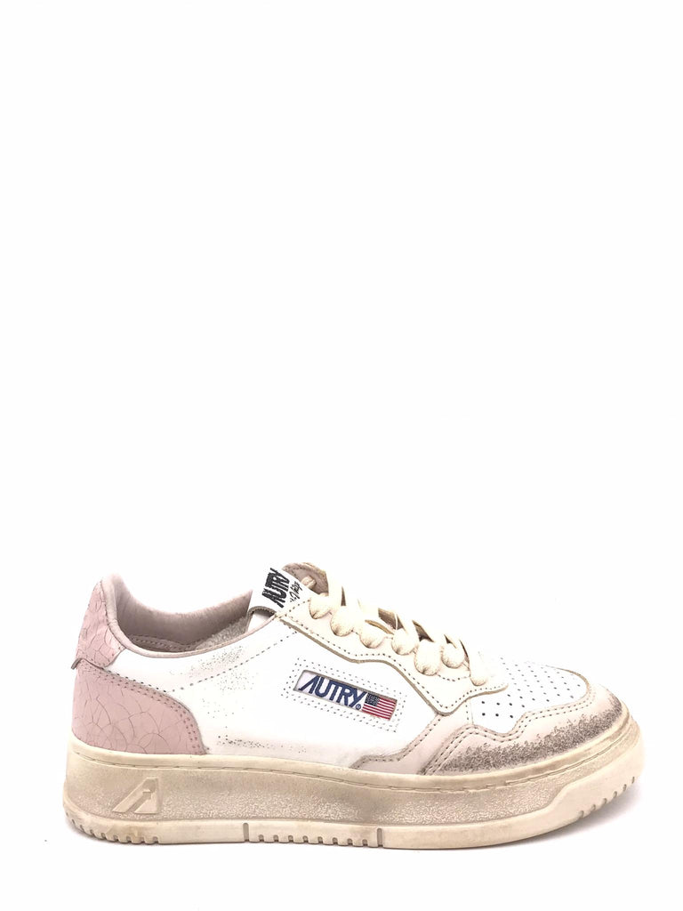 Sneakers medalist low super vintage in pelle bianca pesca e beige AVLW-SV45 BIANCO/CIPRIA AUTRY 