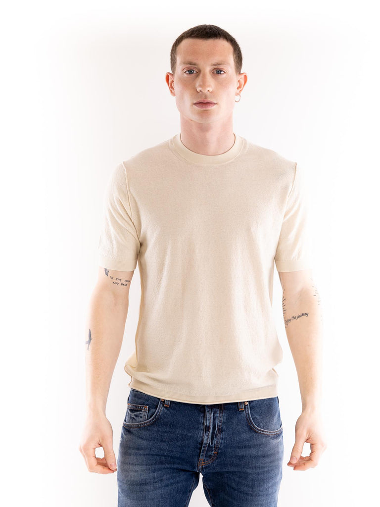 T-shirt uomo in filo lavorato panna A023 F4001342 PAOLO PECORA 