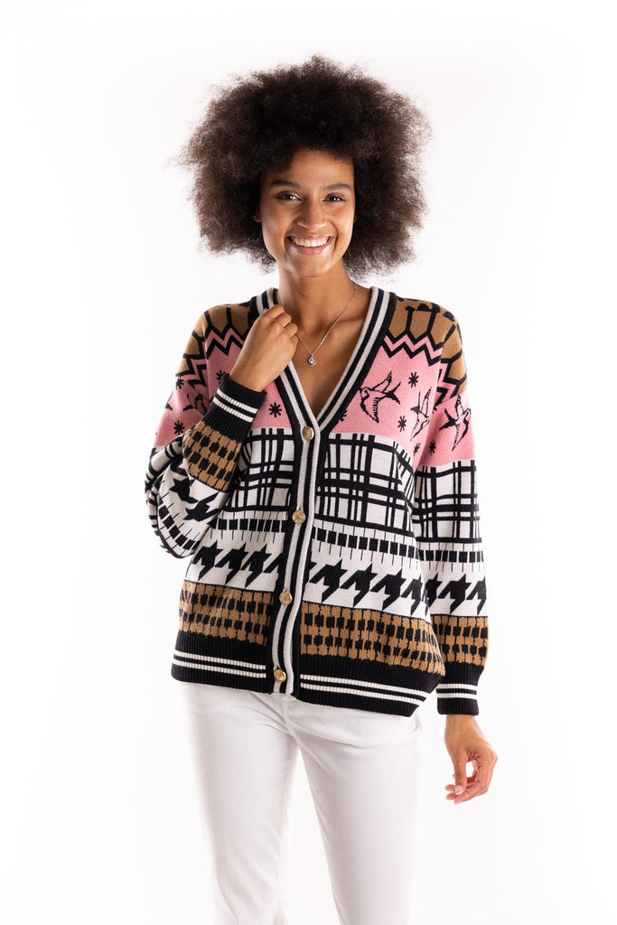 Cardigan in maglia multicolor MGKD11089 MULTICOLOR AKEP 
