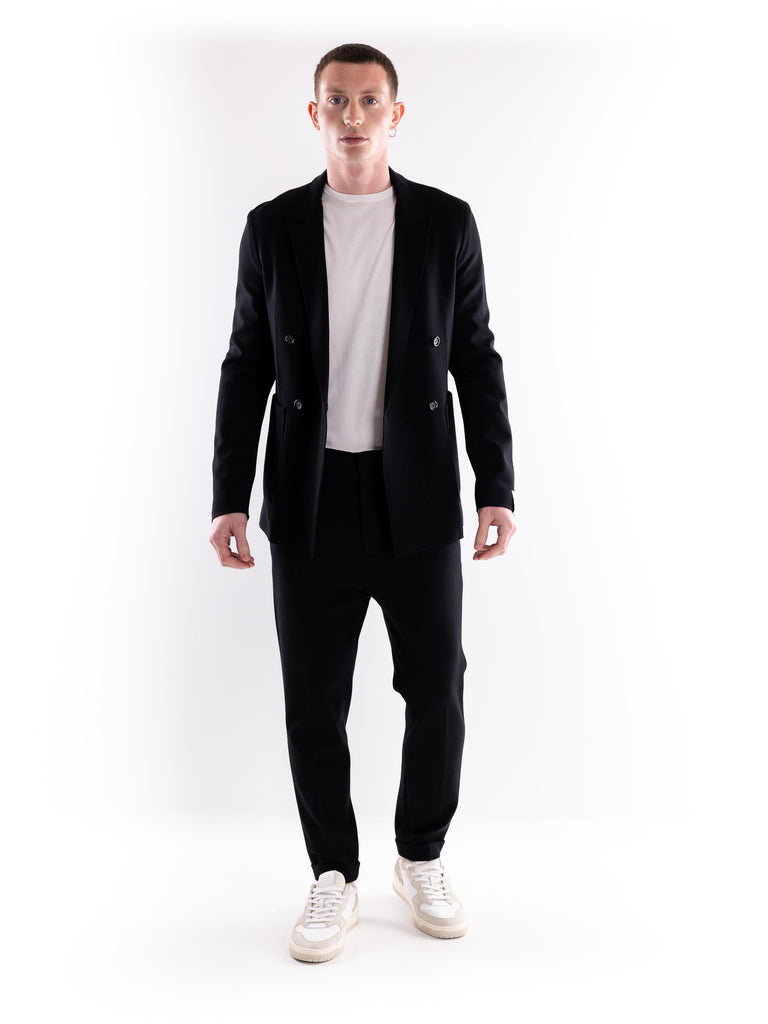Giacca uomo doppiopetto jersey nera L042 NERO PAOLO PECORA 