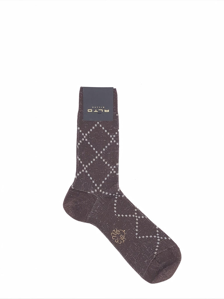 Calzini corti Check in lurex nero AM1103DC 025MARRONE ALTO MILANO 