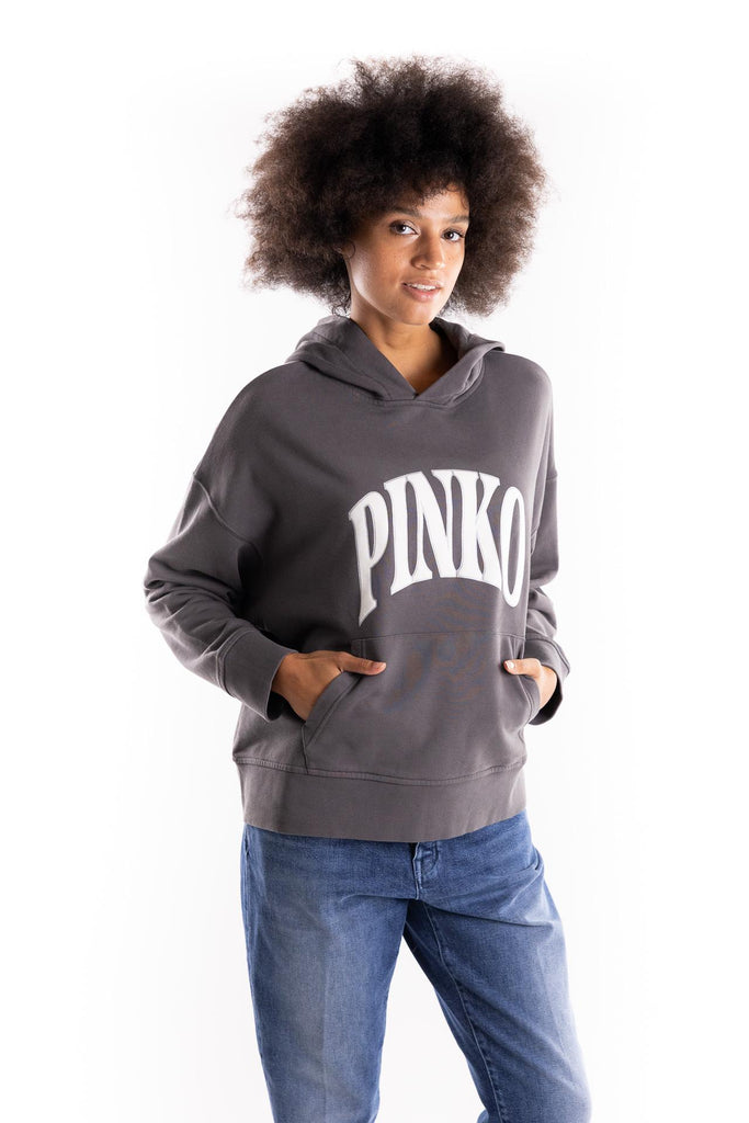 Felpa Makamba con cappuccio e logo grigia 104623 A2CUGRIGIO PINKO 