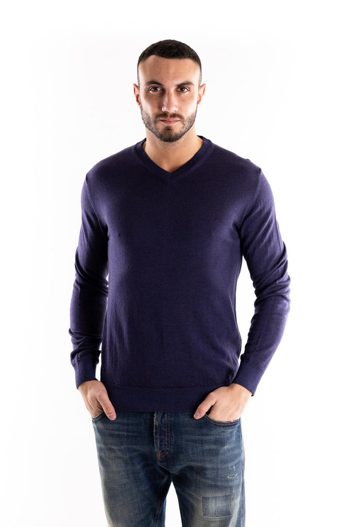 Maglia scollo a v in lana blu scuro F2W4CT00M023 BLU SCURO OUTFIT 