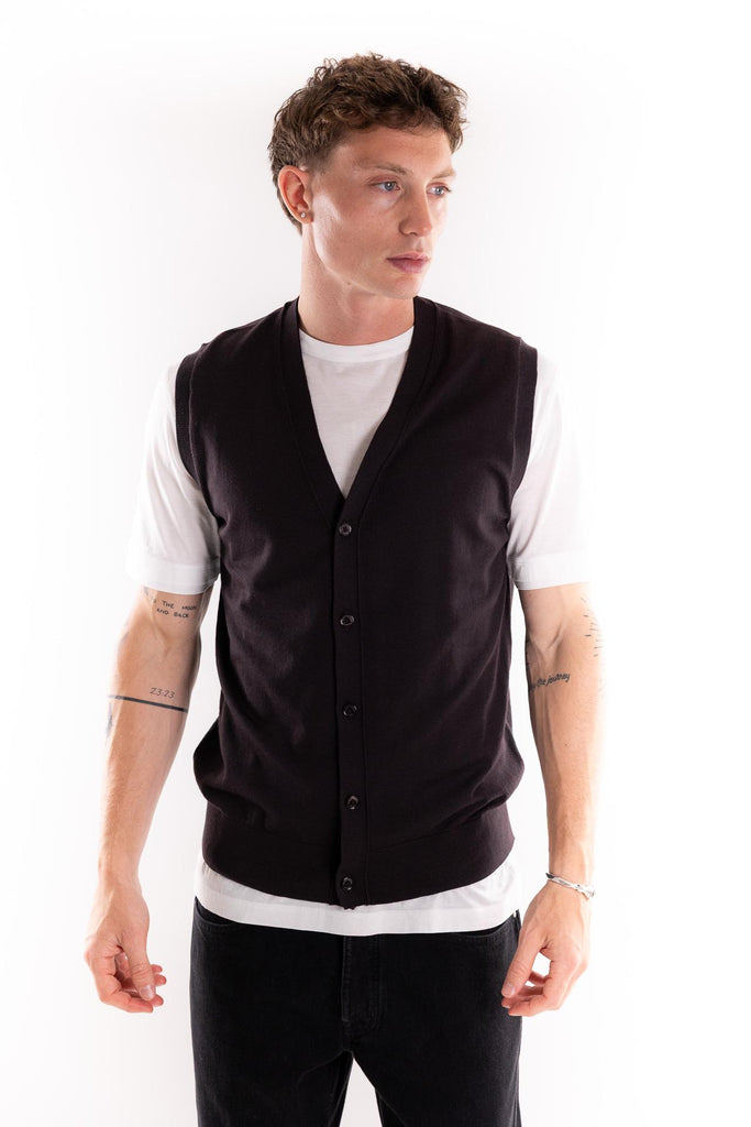 Maglia Gilet in filo cioccolato A013 CIOCCOLATO PAOLO PECORA 