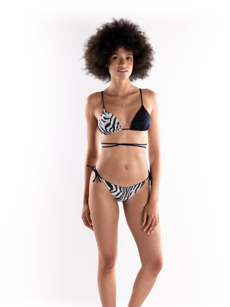 Bikini triangolo con slip laccetti zebra night 125WBWBK4908 200 4 GIVENESS 