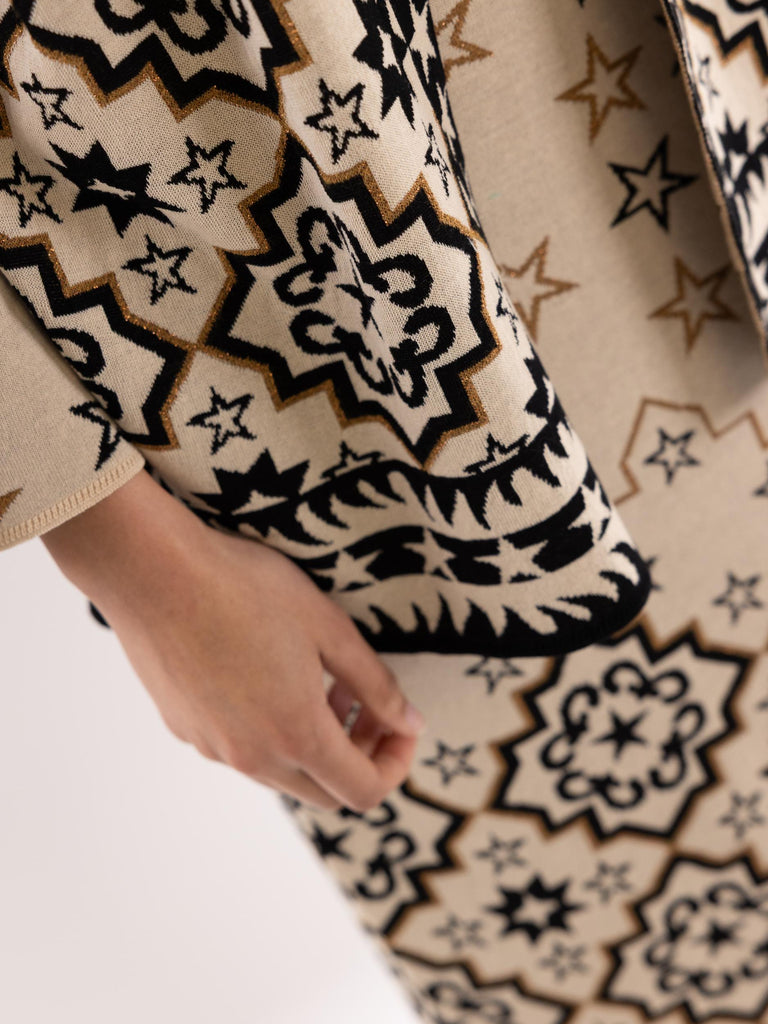 Maglia donna Kimono stelle beige MGKD09001 BEIGE AKEP 