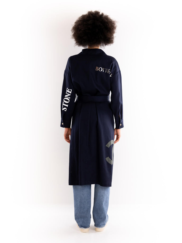 Trench donna fake blu BUS25114 BLU BRAND UNIQUE 