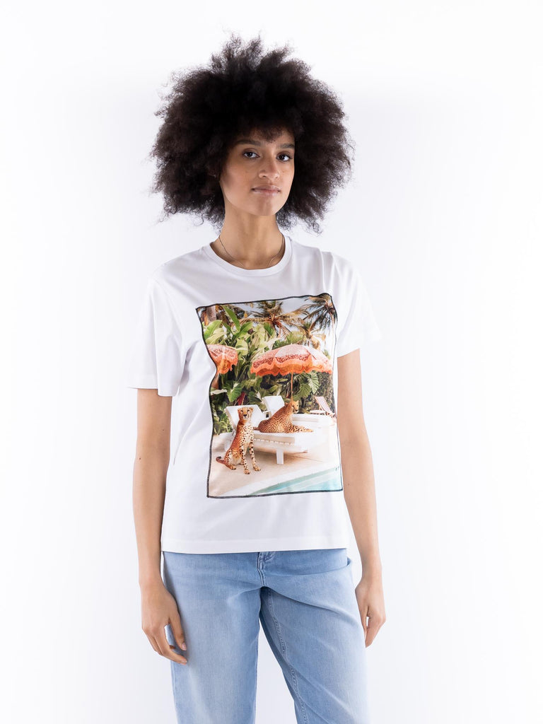 T-shirt donna Leo pools bianca ORGA LEO POOLS BASTILLE 