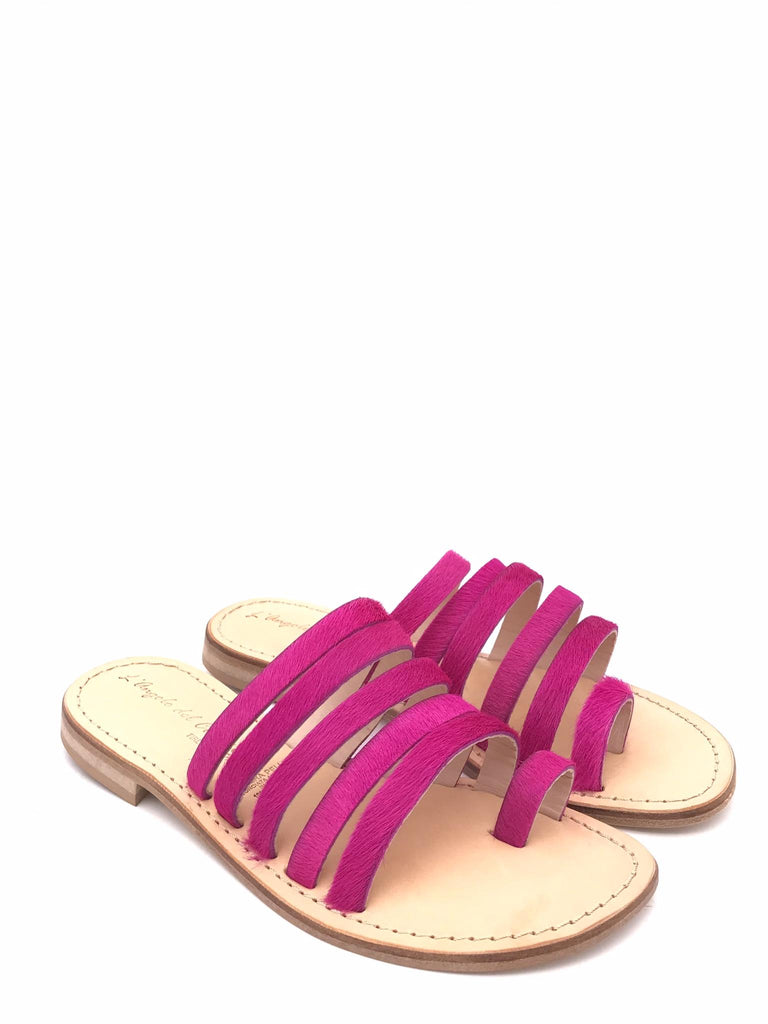 Ciabatta infiladito in cavallino fuxia 9905 CAVALLINOFUCSIA L'ANGOLO DEL CUOIO 