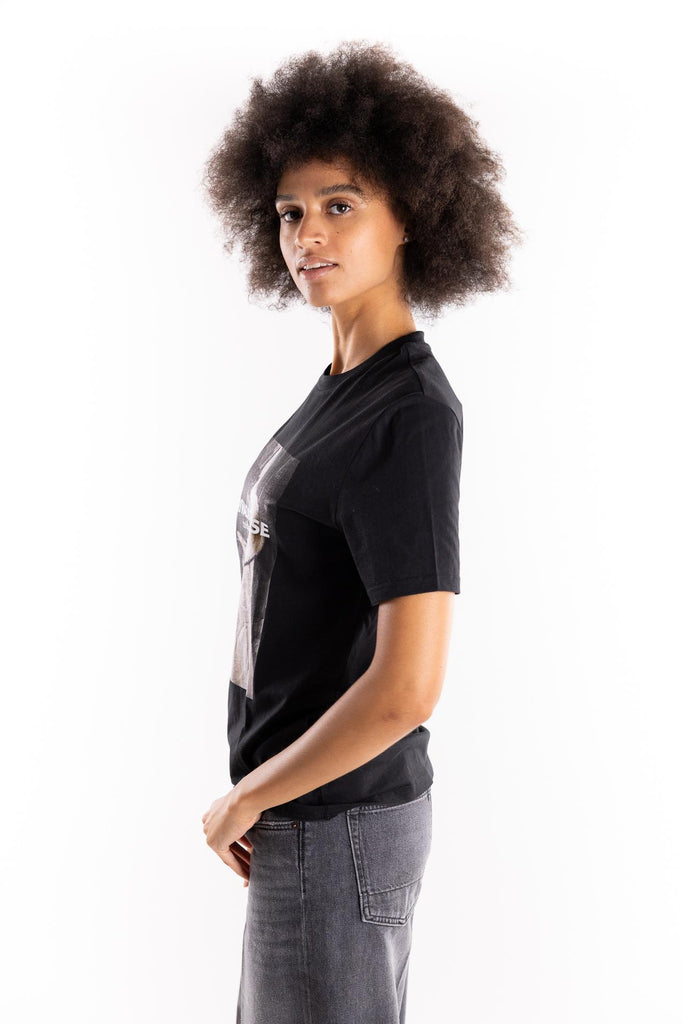 T-shirt in cotone con stampa privacy TSBAS 943NERO ELITE' 