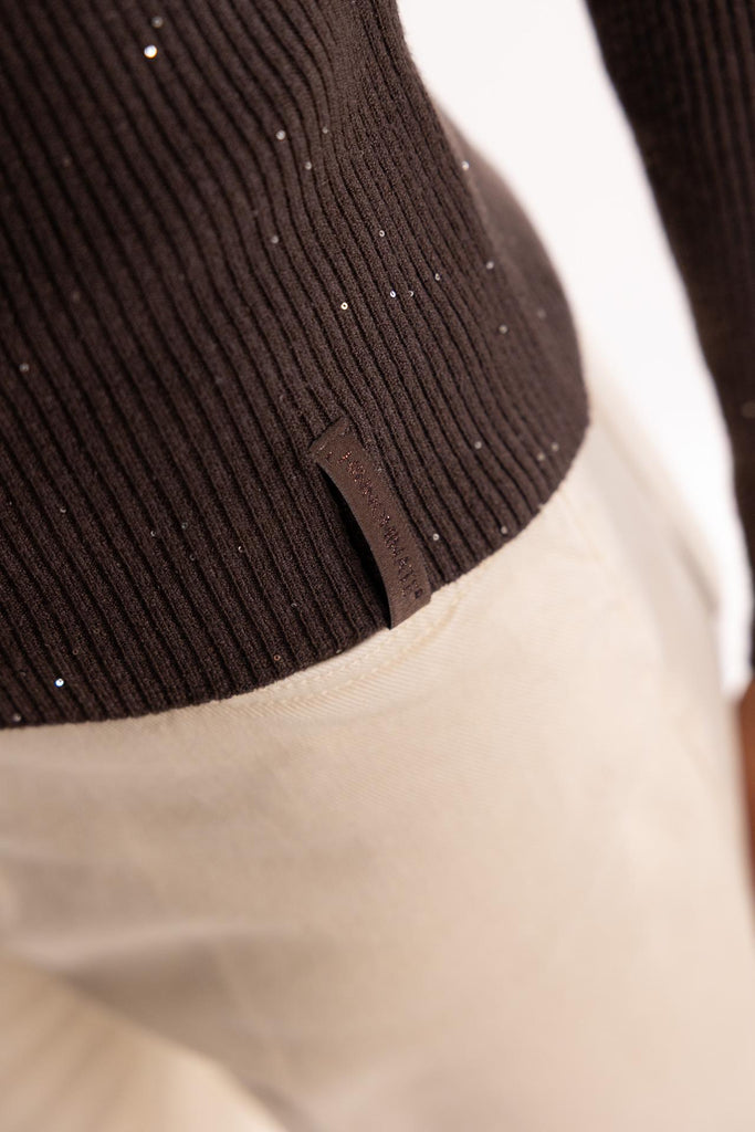 Maglia lupetto a costine con strass moro HMABW02325 MA03TESTA DI MORO HINNOMINATE 