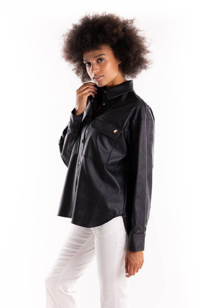 Camicia over in ecopelle nera HMABW02273 NE01NERO HINNOMINATE 