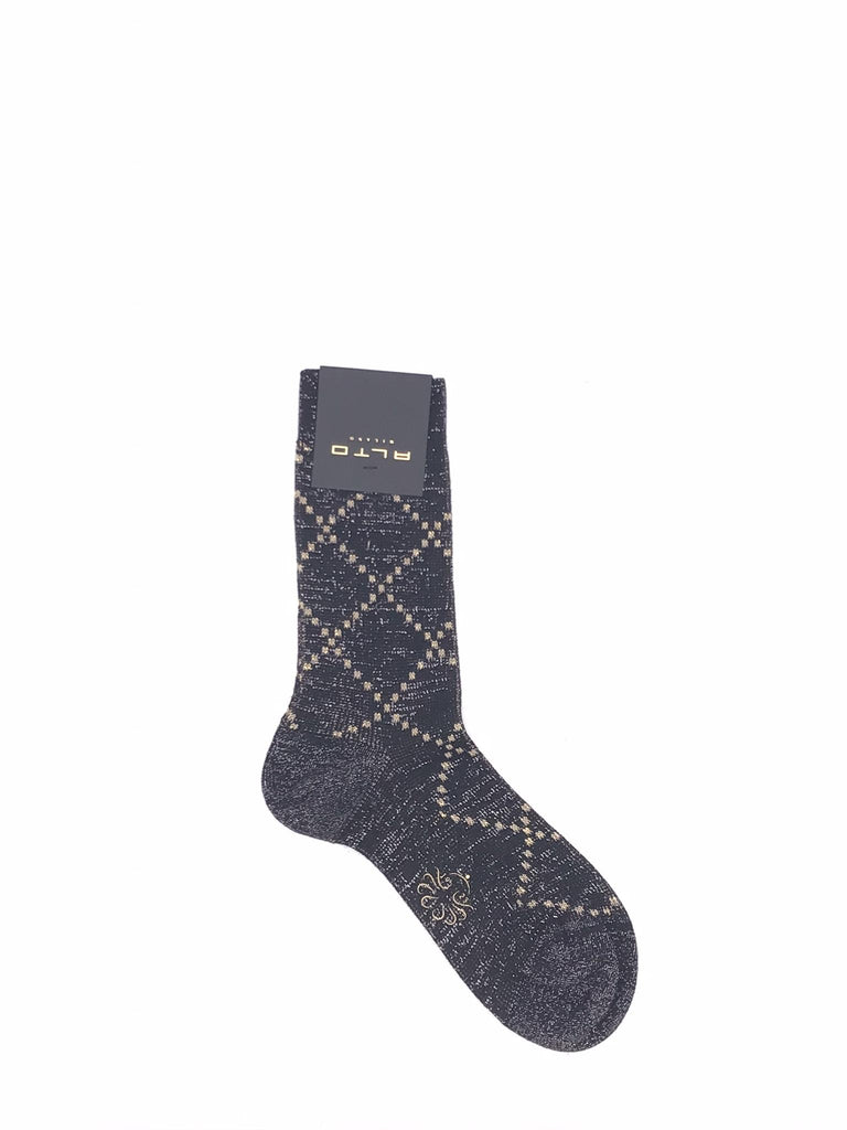 Calzini corti Check in lurex nero AM1103DC 021NERO ALTO MILANO 