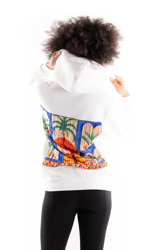 Felpa con cappuccio con stampa saudi bianca HOODIE/WOMAN BIANCA BASTILLE 