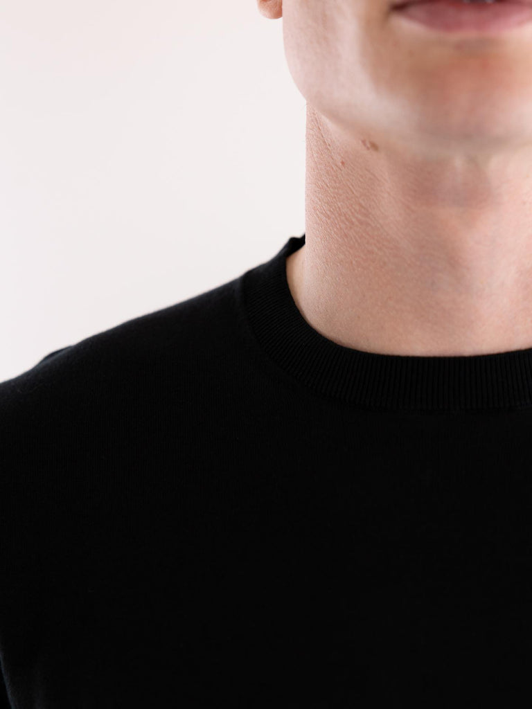 Maglia uomo girocollo in cotone nero A001 F1009000 PAOLO PECORA 