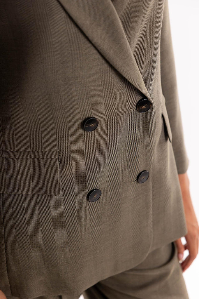 Blazer Kriss doppiopetto in saglia fluida verde 2523046121200 002VERDE MARELLA 