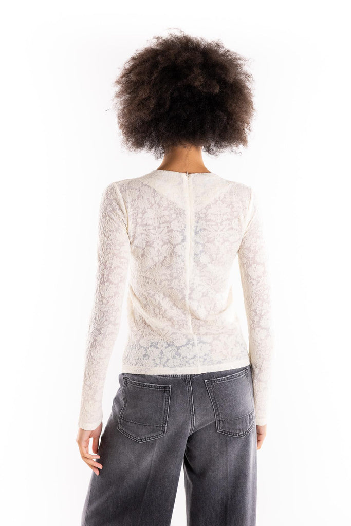 Maglia Marinara in punto pizzo beige 105697 A2TWBEIGE PINKO 