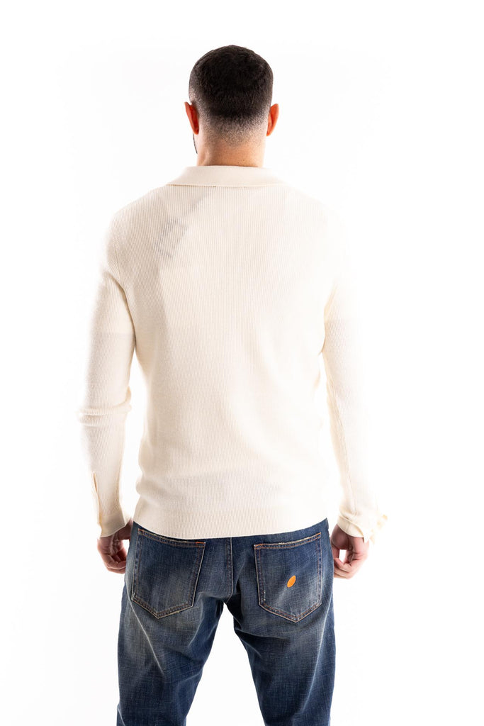 Maglia polo in misto lana bianca W5M020 BIANCA OUTFIT 