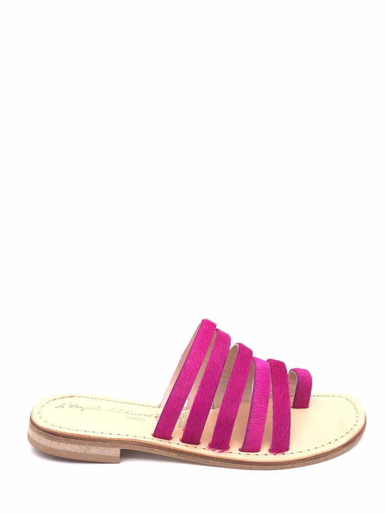 Ciabatta infiladito in cavallino fuxia 9905 CAVALLINOFUCSIA L'ANGOLO DEL CUOIO 