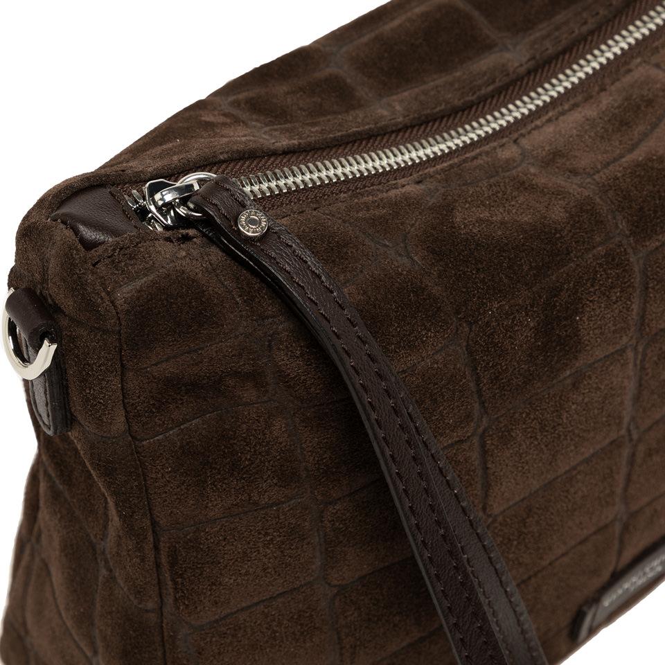 Borsa Nora pouch in pelle scamosciata effetto cocco espresso BS10225 CMCOCCOTESTA DI MORO GIANNI CHIARINI 