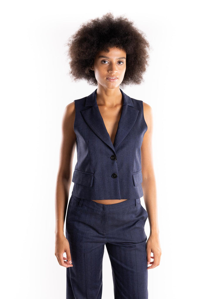 Gilet Stiria in tessuto blu 2523156051200 001BLU MARELLA 