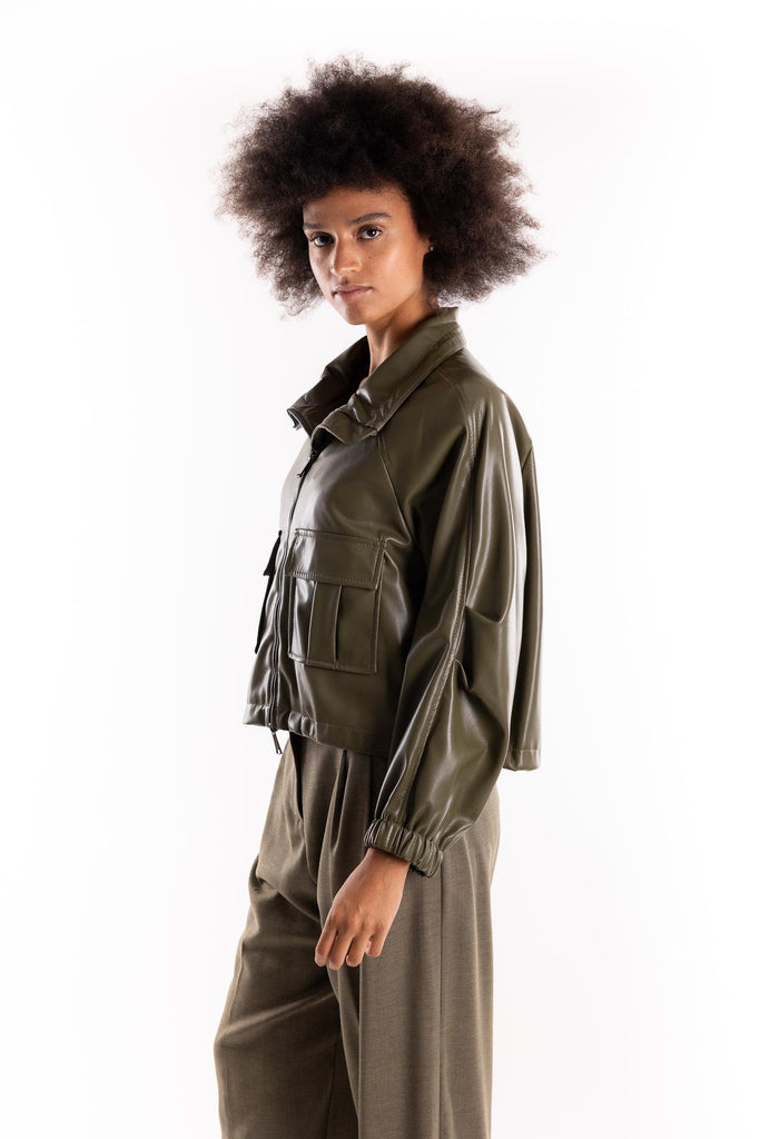 Blouson Loretta in jersey spalmato oliva 2523916011200 003VERDE MARELLA 