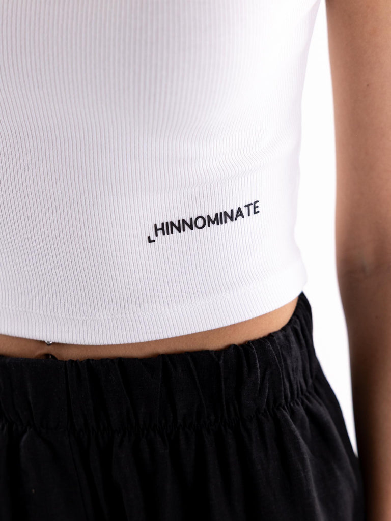 T-shirt crop mezza manica bianca HMABW01631 PTTA0006BI01 HINNOMINATE 